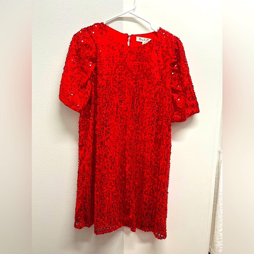 Red Sequin Party Dress Shift Style